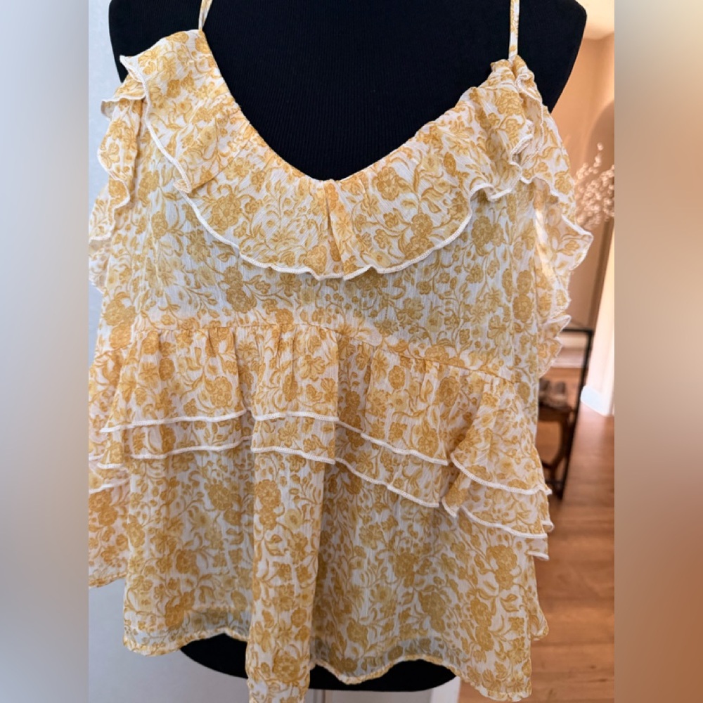Old Navy Yellow Floral Ruffle Camisole